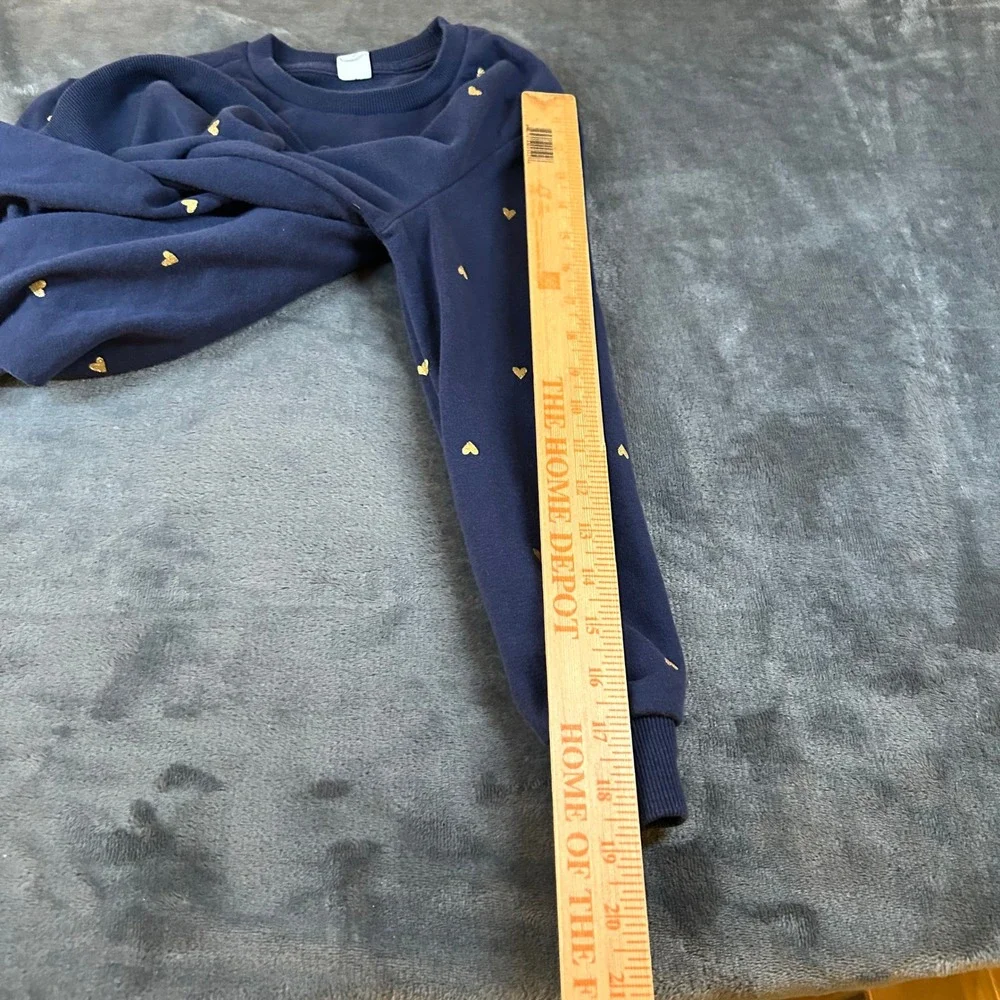 Gap Kids Navy Blue Sweatshirt Gold Hearts Print Pullover Girls Large‎ 10/12